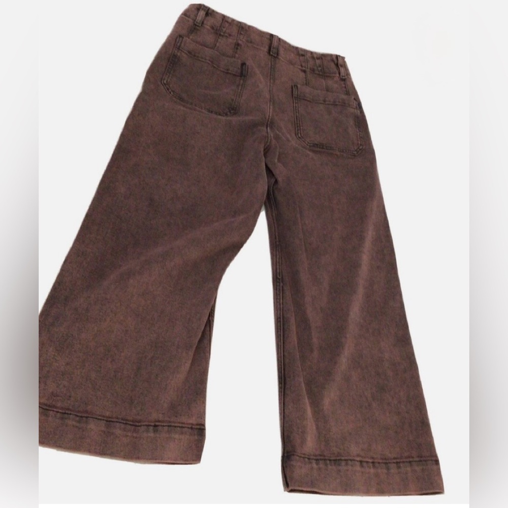 Pilcro/Anthropologie maroon/Brown wide leg crop Jeans